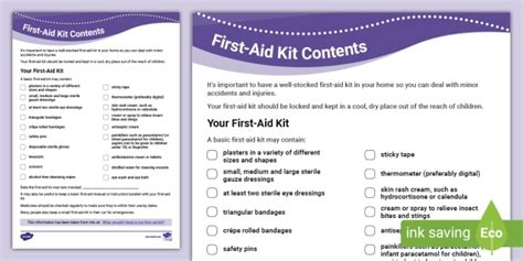 Parents, Caregivers & Childminder's First Aid Box Template