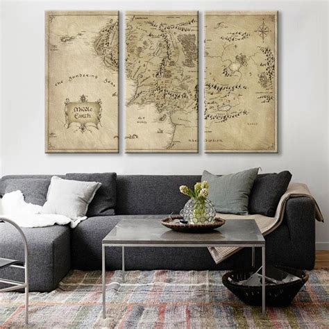 Middle Earth Canvas Print Lord of Rings Map Wall Art Map - Etsy