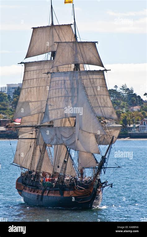 Tall Sailing Ship HMS Surprise, on San Diego Bay, CA US, is a ...