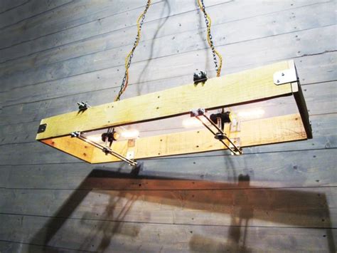 Rectangular Wood Chandelier Made from Recycled Pallet • iD Lights