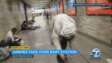 Man captures video of 'zombie-like' people using drugs out in open at Bay Area subway station ...