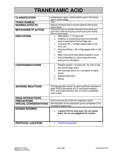 TXA - Txa medication - Effective 2/1/ 2019 Drug Index Tranexamic Acid Replaces 10 /1 7/ 2018 ...