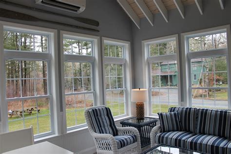 Sunroom with Exposed Rafter Ceiling, Andersen Windows in Mattapoisett ...