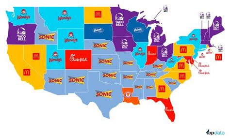 Most Popular Fast Food By State Map - United States Map