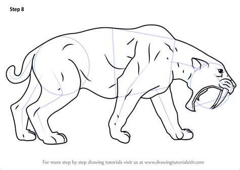 How to Draw a Saber-toothed cat (Extinct Animals) Step by Step | DrawingTutorials101.com