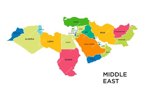 Premium Vector | Middle east country map vector