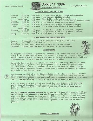 4/17/1994 Saint Patrick's Church bulletin, page 2 | jeff covey | Flickr