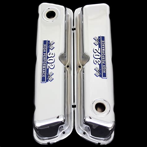 Chrome small block valve covers with 302 emblems fits Ford 302 engines