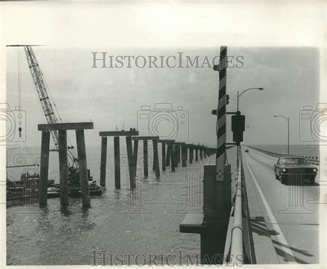 1968 Lake Pontchartrain Causeway construction. - Historic Images