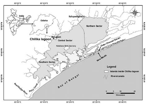 Location map of Chilika lake indicating sampling sites | Download Scientific Diagram