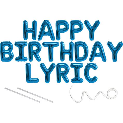 Lyric, Happy Birthday Mylar Balloon Banner - Blue - 16 inch Letters. Includes 2 Straws for ...