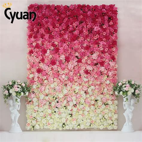 Artificial Flowers for Wedding Fake Silk Rose Flower Wall DIY Decoration Floral Wall Backdrops ...