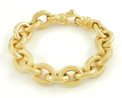 Vintage 14K Gold Fancy Link Bracelet, 1980s 14K Chunky Chain Bracelet, 14K Bracelet c1980 Italy ...