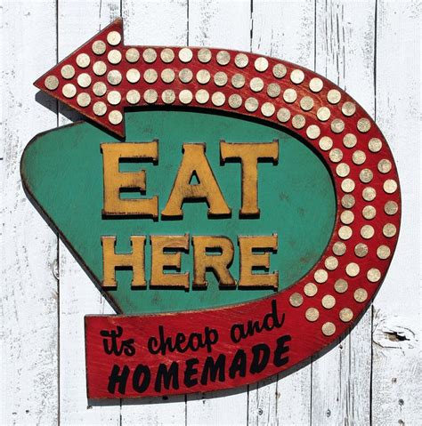 Eat Here Sign Eat Sign Homemade Food Vintage Look Vintage Sign ...