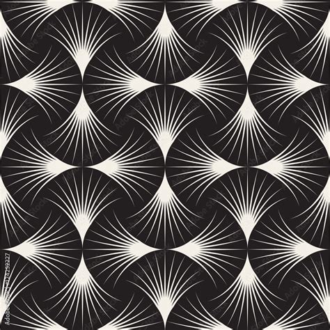 Vector Seamless Black and White Arc Lines Grid Pattern Stock Vector | Adobe Stock