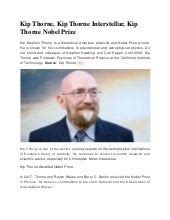 Kip Thorne, Kip Thorne Interstellar, Kip Thorne Nobel Prize