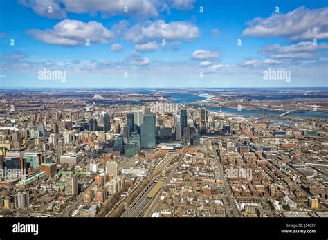 Montreal aerial view from an helicopter Stock Photo - Alamy