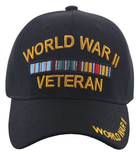 NEW! WORLD WAR II 1941-1945 VETERAN MILITARY BALL CAP HAT BLACK - Men's Hats