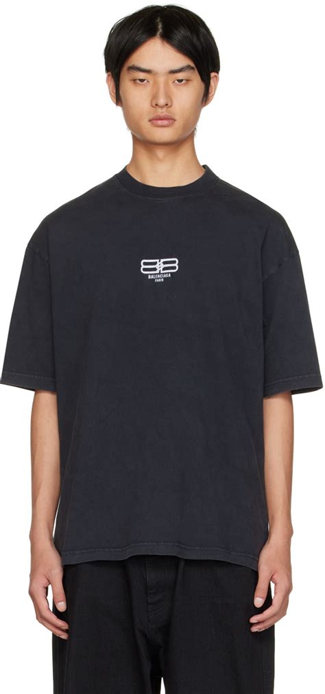 Balenciaga: Black BB Paris Icon T-Shirt | SSENSE