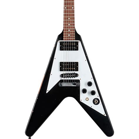 Platinum Gibson Custom Kirk Hammett 1979 Flying V Electric Guitar Ebony ...