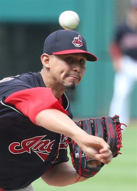 Cleveland Indians Carlos Carrasco pitching against the Minnesota Twins ...