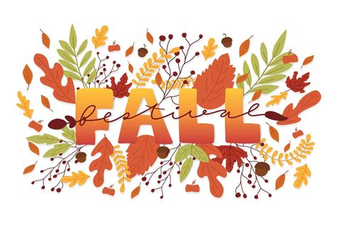 Fall Festival hand writing word and fall leaves background. Autumn leaf ...