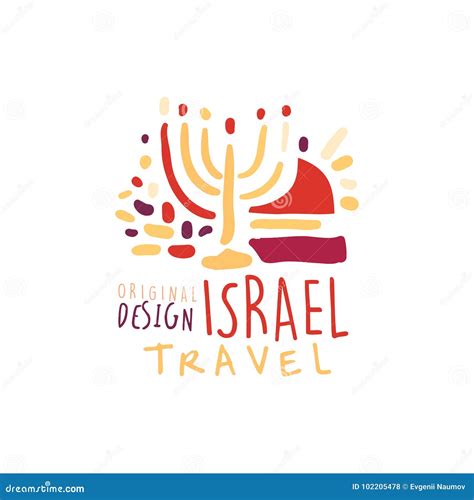 Travel To Israel Logo with Hanukkah Candles Stock Vector - Illustration ...