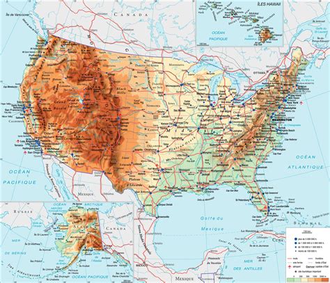 Carte des USA (Etats-Unis) - Cartes du relief, villes, administratives, politiques, états...