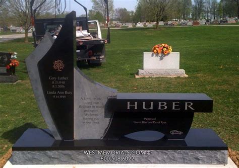 Buege Carved Cross Design Headstone in Black Granite | Headstones ...