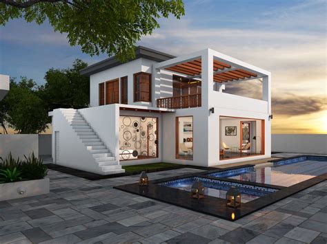 Contemporary House with beautiful Pool 3D model | CGTrader