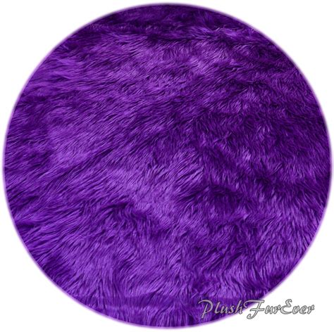 Royal Purple Shaggy Plush Faux Fur Nursery Area Round Rugs