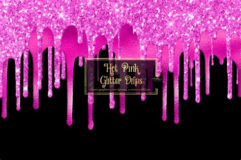 Hot Pink Glitter Drips Overlays Graphic by Digital Curio · Creative Fabrica