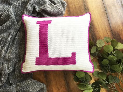 Letter L Crochet Pillow Pattern Monogram Initial Pillow - Etsy