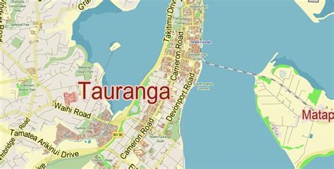 Tauranga New Zealand PDF Vector City Map Plan Low Detailed (for small print size) Street Map ...