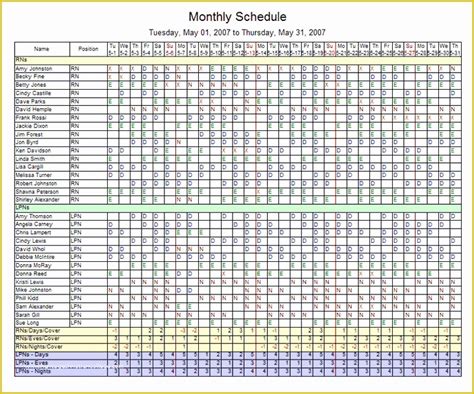 Free Work Schedule Maker Template Of Monthly Employee Schedule Template ...