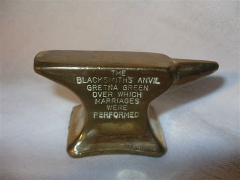 GRETNA GREEN ANVIL miniature brass mariiage by HoushamAntiques