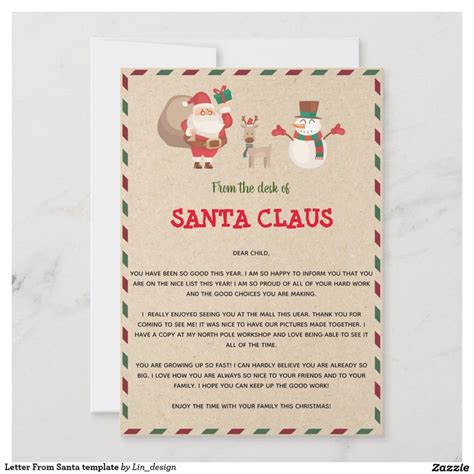 Letter From Santa template | Zazzle in 2023 | Santa letter template, Santa template, Santa letter