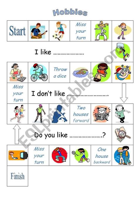 Hobbies - board game - ESL worksheet by winky2 | Worksheets, Free time ...