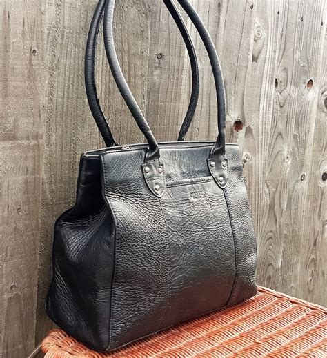 Osprey black leather tote shoulder bag Osprey London purse | Etsy