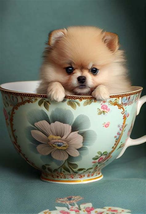 Pomeranian Teacup Puppy Portrait Art Decor Instant Download - Etsy