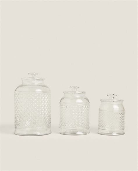 RAISED DESIGN GLASS JAR WITH LID - ORGANISATION - KITCHEN | Zara Home ...