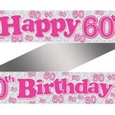 Pink Happy 60th Birthday Foil Banner