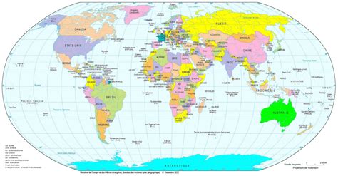 Carte du monde en 2023 avec les pays en couleur