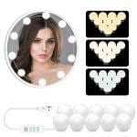Buy Hollywood LED Vanity Mirror Lights Kit, 10 Dimmable 3 Color Mirror Lighting Bulbs, Plug in ...