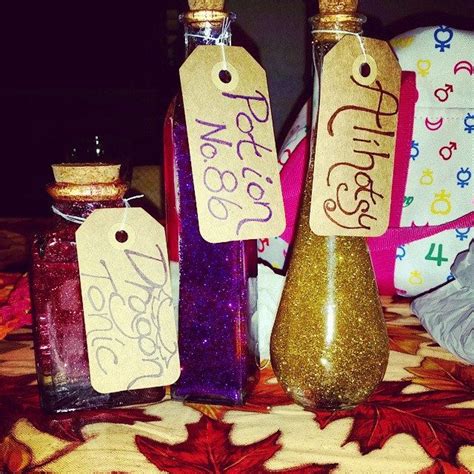 Harry Potter Potions! All you need is some corn syrup and fine glitter...and the patience to ...