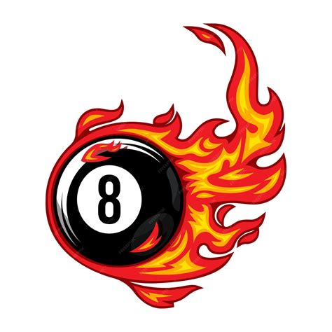 Premium Vector | Billiard ball number eight fire logo silhouette pool ...