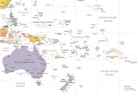 Oceania Political Map With Cities