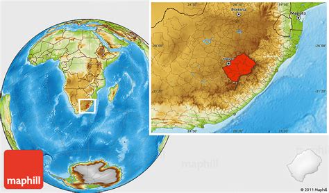 Physical Location Map of Lesotho