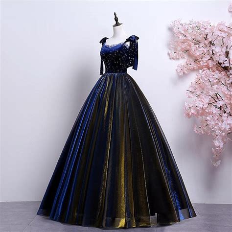 Royal Blue Velvet and Chameleon Stars ball gown dress Renaissance Queen Victorian Marie ...