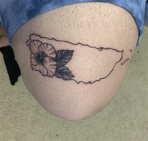 First tattoo ever, Puerto Rico with maga flower, done by Rebecca Green ...